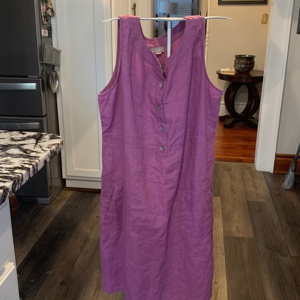 J.Jill 100 percent linen dark lilac unstructured dress. Worn 2-3 x